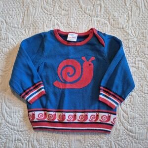 Hanna Andersson size 70 or 6-12 months snail red and blue sweater VGUC